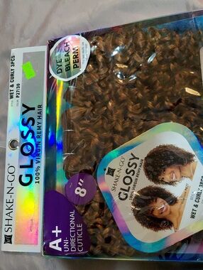 Glossy 8" Wet & Curly Human Hair Blend - Brown